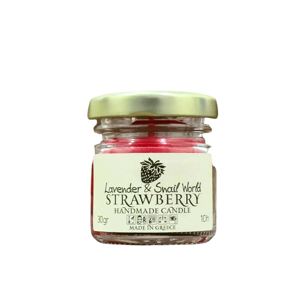 strawberry-candle-lavender-and-snail-world Χειροποίητο κερί φράουλα Lavender & Snail World – Handmade strawberry scented candle